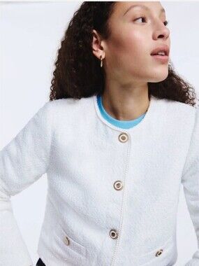 Free Assembly White Bouclé Button-Front Jacket New With Mark